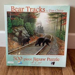 Vintage bear and train puzzle